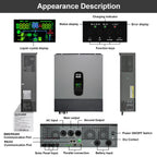 DATOUBOSS 11KW hybrid inverter, 48V to 220/230V, 150A MPPT, BMS protection, lightning protection. Multi-battery compatibility