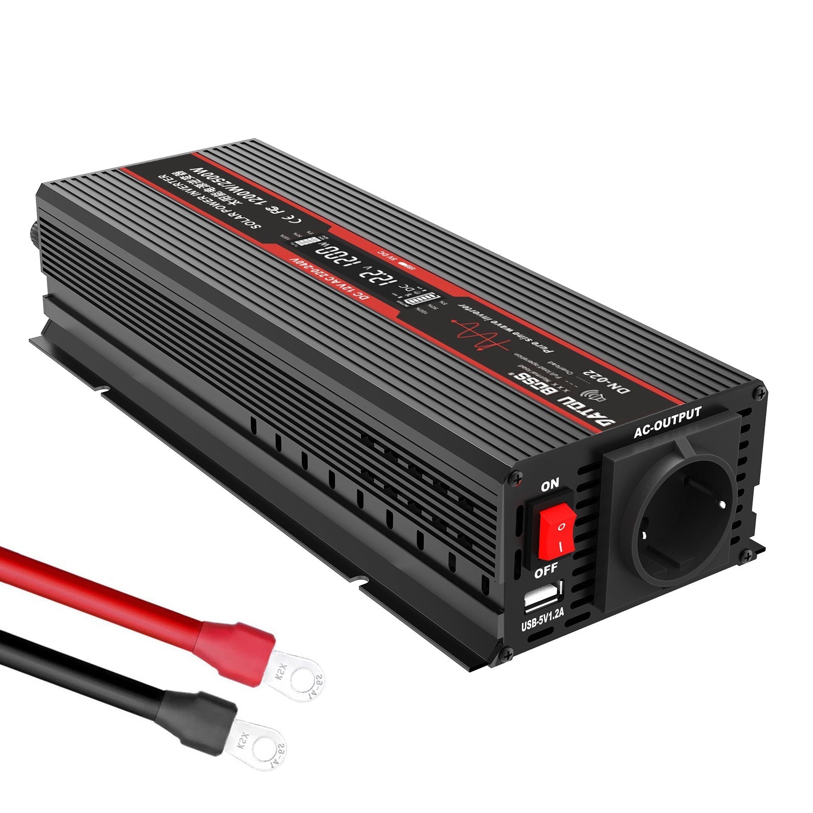 DATOUBOSS 1200W Pure Sine Wave Inverter with 2500W peak power. Mul-outputs and LED display for Houses, Car, Truck etc Main image
