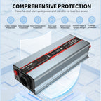 DATOUBOSS 1200W Pure Sine Wave Inverter, 12V to 230V, Peak Power 2500W, for Car Caravan Truck off-grid system etc