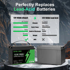 DATOUBOSS 12V 100Ah LiFePO4 Lithium Battery, EVE battery cells with 100A BMS, 6000+Deep Cycle，for RV Car home solar system