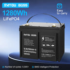 DATOUBOSS 12V 100Ah LiFePO4 Battery with 100A BMS Deep Cycle Battery for RV Solar Home System - Xdatou