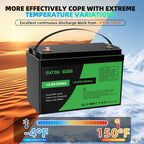 DATOUBOSS 12V 100Ah LiFePO4 Battery &12V 15A charger with activation function,100A BMS 6000+ Cycle for RV Solar Home System