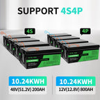 DATOUBOSS 12V 300Ah LiFePO4 Battery with 200A BMS Deep Cycle + 3000W Pure Sine Wave Inverter with 6000W Peak Power, Intelligent Detection & LCD Display, 2 EU Sockets for Off - Grid Living, RV Adventures, Solar Systems, and Emergency Power Solutions - Xdatou | Rechargeable Lifepo4 Batteries Voltage Converters Inverter