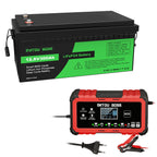 DATOUBOSS 12V 300Ah LiFePO4 Battery with 12V15A Charger, 200A BMS 6000+ Deep Cycle,activation function, for RV DIY Car