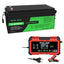 DATOUBOSS 12V 300Ah LiFePO4 Battery with 12V15A Charger, 200A BMS 6000+ Deep Cycle,activation function, for RV DIY Car