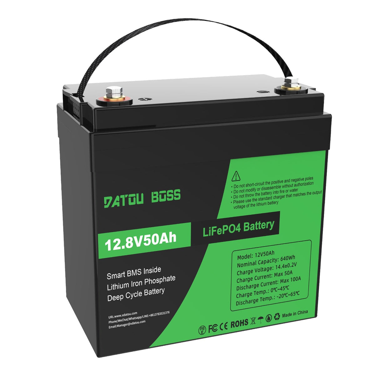 DATOUBOSS 12V 50Ah LiFePO4 Lithium Battery 50A BMS. use in RVs, solar, and home  energy storage solution. Hauptbild