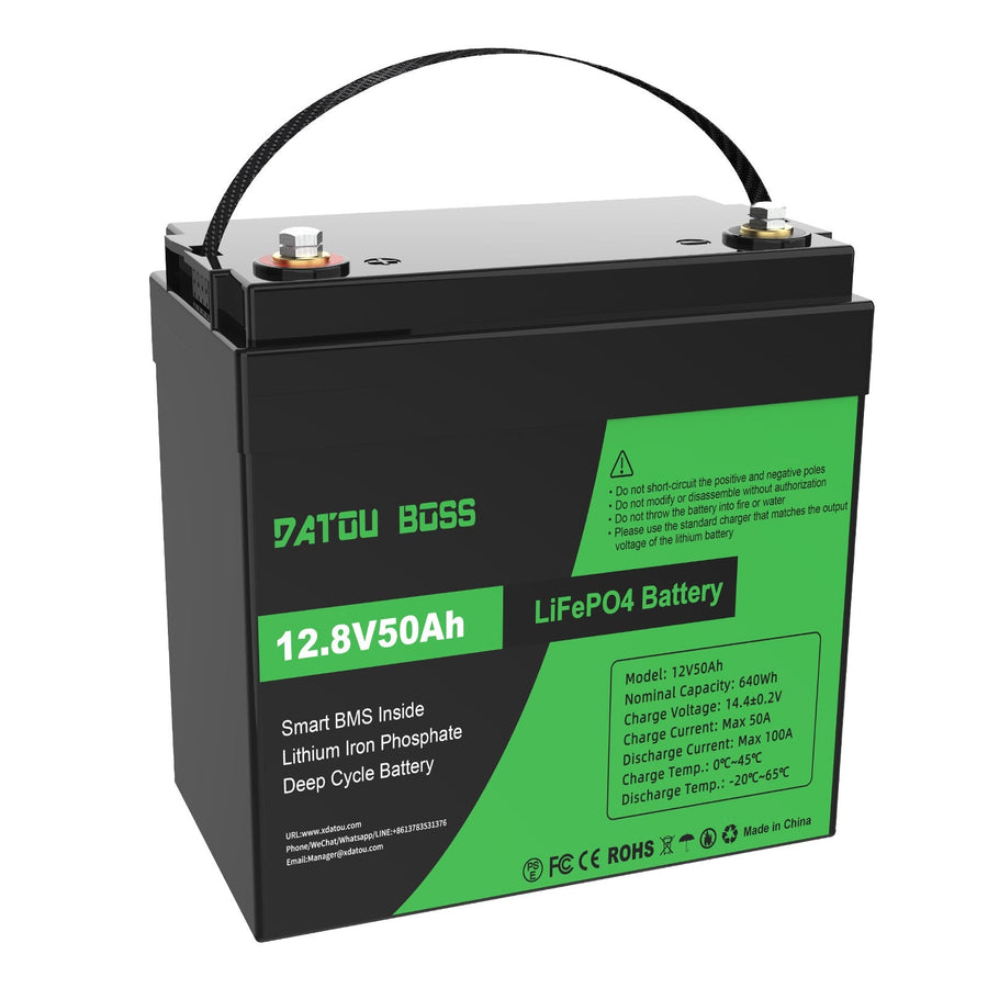 DATOUBOSS 12V 50Ah LiFePO4 Lithium Battery 50A BMS. use in RVs, solar, and home  energy storage solution.