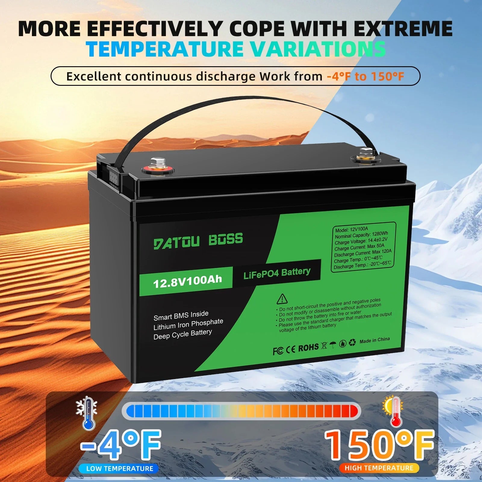 DATOUBOSS 12VDC–230VAC Hybrid Inverter 1800W & 12V 100Ah LiFePO4 Battery Combo Kit, Pure sine wave, 6000+ cycles for Off-Grid