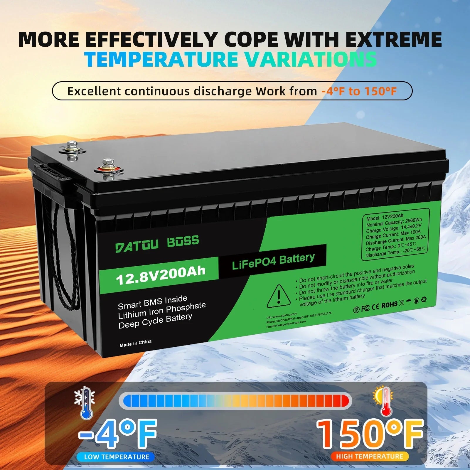 DATOUBOSS 12VDC–230VAC Hybrid Inverter 1800W & 12V 200Ah LiFePO4 Battery, MPPT Controller, for Home Energy Storage