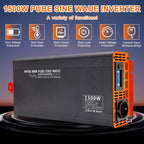 DATOUBOSS 1500W Pure Sine Wave Inverter with 3000W peak power. with EU socket, LCD screen, Type-C USB port for motor car RV