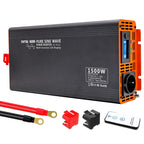 DATOUBOSS 1500W Pure Sine Wave Inverter with 3000W peak power. with EU socket, LCD screen, Type-C USB port for motor car RV