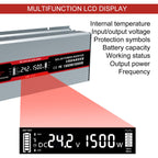 DATOUBOSS 1500W Pure Sine Wave Inverter with 3000W peak power. EU sockets, USB ports, LED display, for home car and truck etc