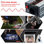 DATOUBOSS 1500W Pure Sine Wave Inverter with 3000W peak power. EU sockets, USB ports, LED display, for home car and truck etc
