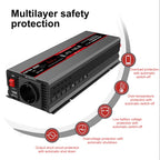 DATOUBOSS 1500W Pure Sine Wave Inverter, 3000W peak power. EU sockets, USB ports, and LED display for house, cars, trucks.