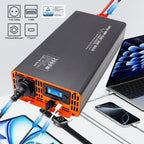 DATOUBOSS 2000W Pure Sine Wave Inverter,4000W peak power. EU socket, screen, Type-C USB port, for home car RV and appliances.