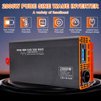 DATOUBOSS 2000W Pure Sine Wave Inverter, 48V to 230V, Peak Power 4000W, with LCD Screen, for House Motor Car Truck Off-grid