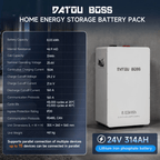 DATOUBOSS 24V 314Ah LiFePO4 Battery, 8kWh Solar Energy Storage System with 210A BMS, Metal Case with Wheels for Home Energy Storage, Solar, RV & Off-Grid Backup Power - Xdatou | Rechargeable Lifepo4 Batteries Voltage Converters Inverter