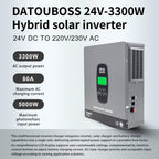 DATOUBOSS 24V 3.3kW 2.56kWh Solar Home Storage Backup Off Grid Kit 100Ah LiFePO4 (2x12V100Ah) + 3300W Hybrid Inverter 150A MPPT Pure Sine Wave, On Grid, 24V DC to 220/230V AC, BMS Protection System, for RV Solar Home System - Xdatou | Rechargeable Lifepo4 Batteries Voltage Converters Inverter