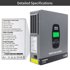 DATOUBOSS 24V 3.3kW 2.56kWh Solar Home Storage Backup Off Grid Kit 100Ah LiFePO4 (2x12V100Ah) + 3300W Hybrid Inverter 150A MPPT Pure Sine Wave, On Grid, 24V DC to 220/230V AC, BMS Protection System, for RV Solar Home System - Xdatou | Rechargeable Lifepo4 Batteries Voltage Converters Inverter