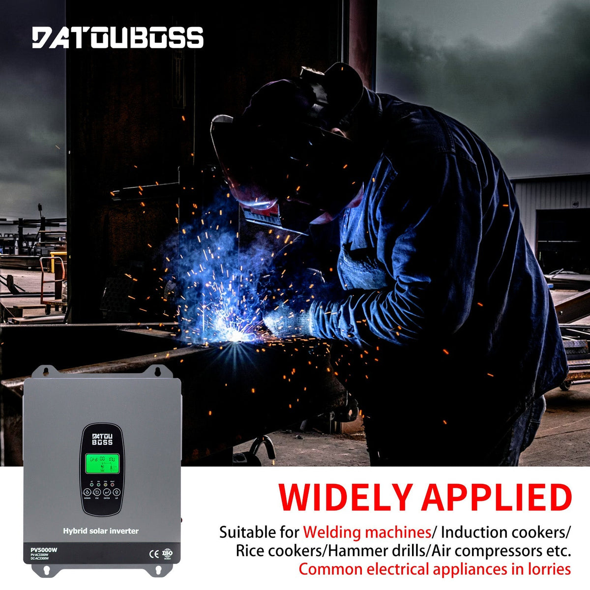 DATOUBOSS 24V 3.3kW 2.56kWh Solar Home Storage Backup Off Grid Kit 100Ah LiFePO4 (2x12V100Ah, EVE cells) + 3300W Hybrid Inverter, 150A MPPT, Pure Sine Wave, On Grid，24V DC to 220/230V AC, BMS Protection, for RV & Home Solar Systems. - Xdatou | Rechargeable Lifepo4 Batteries Voltage Converters Inverter