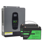DATOUBOSS 3000W Hybrid Inverter 24V to 230V & 2.56kWh LiFePO4 Battery Kit (2x12V100Ah), for Home Energy Storage