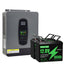 DATOUBOSS 24V 3kW Hybrid Invertr & 2.56kWh LiFePO4 Battery Combo Kit (2x12V100Ah), for outdoor camping and off-grid cabins.