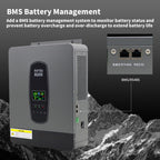 DATOUBOSS 24V 3kW Hybrid Invertr & 2.56kWh LiFePO4 Battery Combo Kit (2x12V100Ah), for outdoor camping and off-grid cabins.