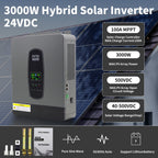 DATOUBOSS 24V 3kW Hybrid Invertr & 2.56kWh LiFePO4 Battery Combo Kit (2x12V100Ah), for outdoor camping and off-grid cabins.