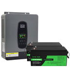 DATOUBOSS 3000W Hybrid Inverter 24V-230V & 7.68kWh LiFePO4 Battery Kit (2x12V300Ah)  with 100A MPPT, for Solar System