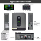 DATOUBOSS 24V 3kW Hybrid Invertr & 2.56kWh LiFePO4 Battery Combo Kit (2x12V100Ah), for outdoor camping and off-grid cabins.