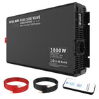 DATOUBOSS 3000W Pure Sine Wave Inverter, 12V to 230V AC Voltage Converter, Peak Power 6000W with 1 EU Plug, LCD Display and Radio Remote Control for Trucks, Motorhomes, Home, Camping, Household - Xdatou
