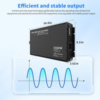 DATOUBOSS 3000W Pure Sine Wave Inverter, 12V to 230V AC Voltage Converter, Peak Power 6000W with 1 EU Plug, LCD Display and Radio Remote Control for Trucks, Motorhomes, Home, Camping, Household - Xdatou