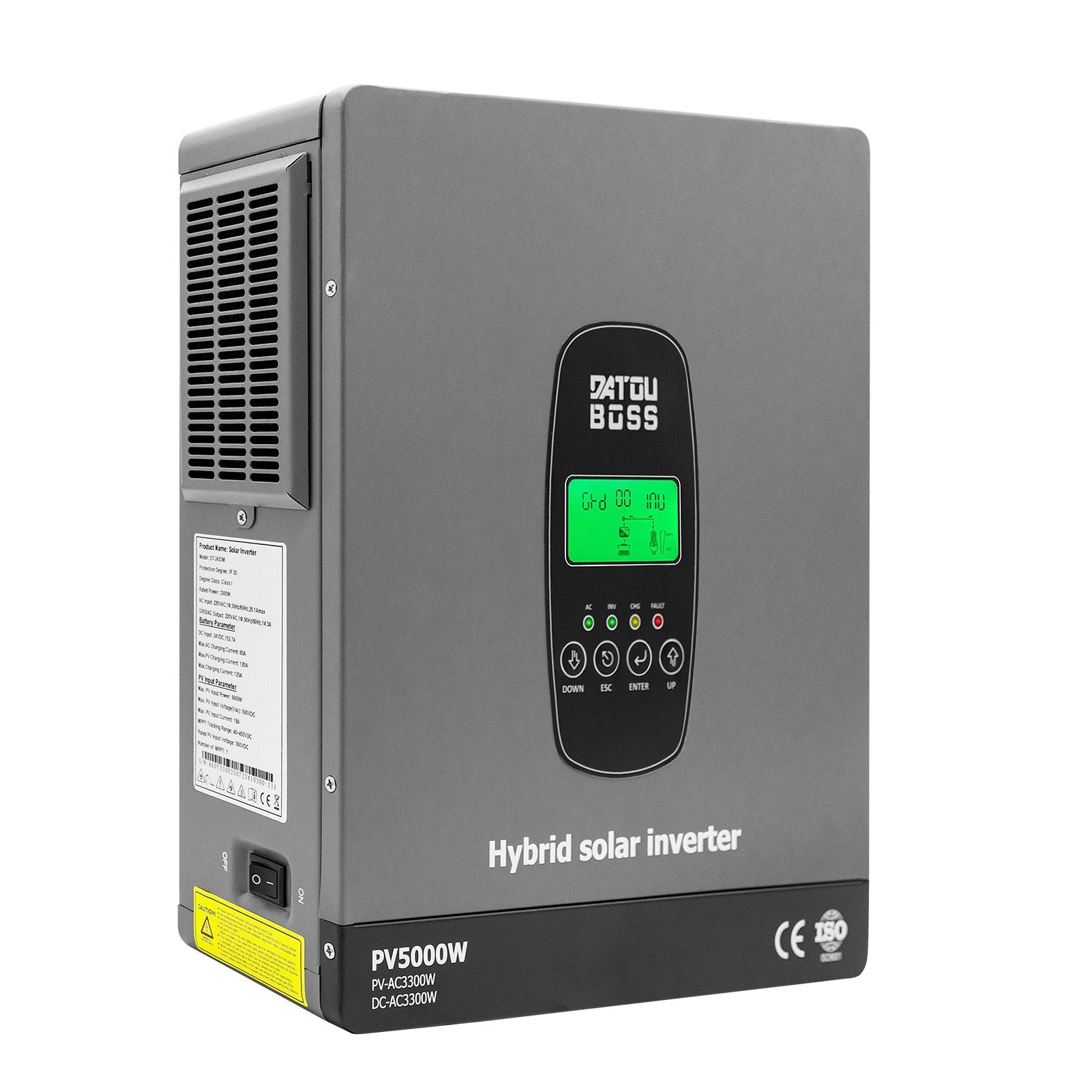 DATOUBOSS 3300W Hybrid Inverter 24V, Hybrid Solar Inverter On Grid, Supports Battery - Free Operation, 24V DC to 220/230V AC, BMS Protection System, with 150A MPPT for 24V Batteries - Xdatou | Rechargeable Lifepo4 Batteries Voltage Converters Inverter