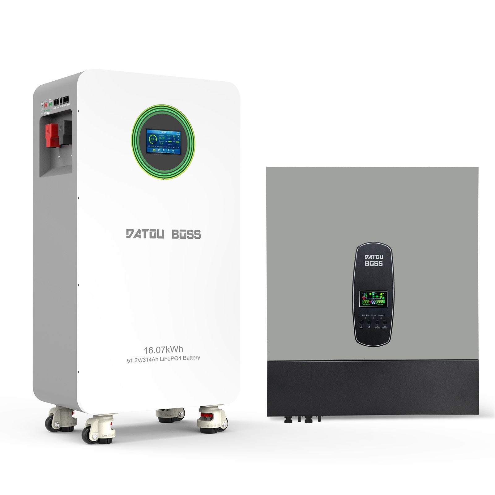 DATOUBOSS 48V 314Ah LiFePO4 battery with 200A BMS, 48V 11KW hybrid inverter with 150A MPPT. for solar system, storage energy.