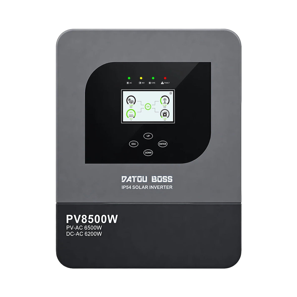DATOUBOSS 48V 6200W Solar Hybrid Inverter, 230V AC Output, IP54 Dust and Water Protection, 120A MPPT, 8500W Maximum PV Input, Battery-Free Operation, BMS Protection, Compatible with WiFi 04 - Xdatou Main image