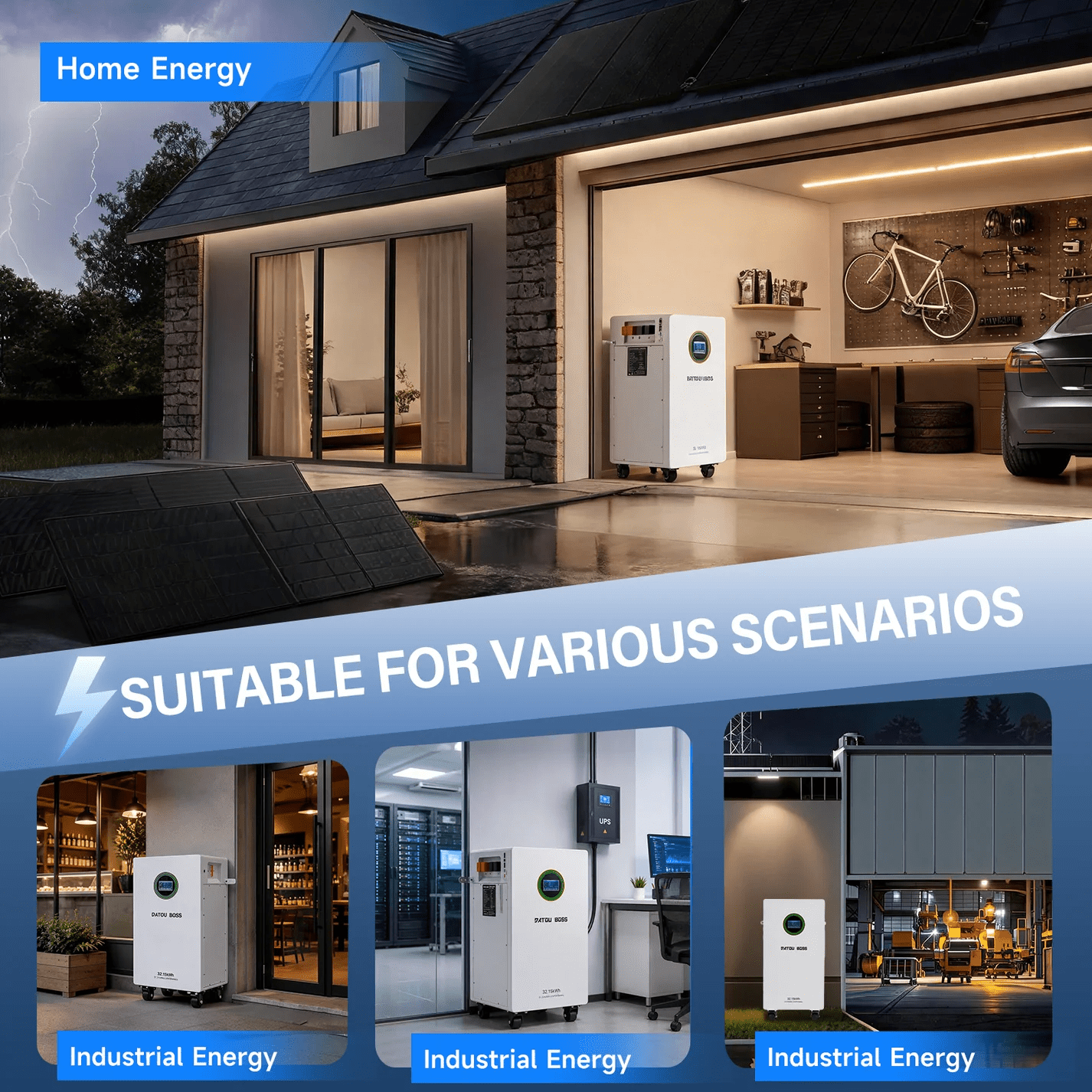 DATOUBOSS 48V 628Ah LiFePO4 Battery, 32kWh Solar Energy Storage System with 300A BMS, Metal Case with Wheels for Home Energy Storage, Solar, RV & Off-Grid Backup Power - Xdatou | Rechargeable Lifepo4 Batteries Voltage Converters Inverter