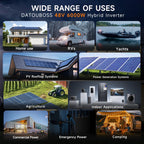 DATOUBOSS 48V 314Ah LiFePO4 Battery 16kWh with 6200W Hybrid Inverter. Pure Sine Wave, 120A MPPT, BMS Protection, for off-grid