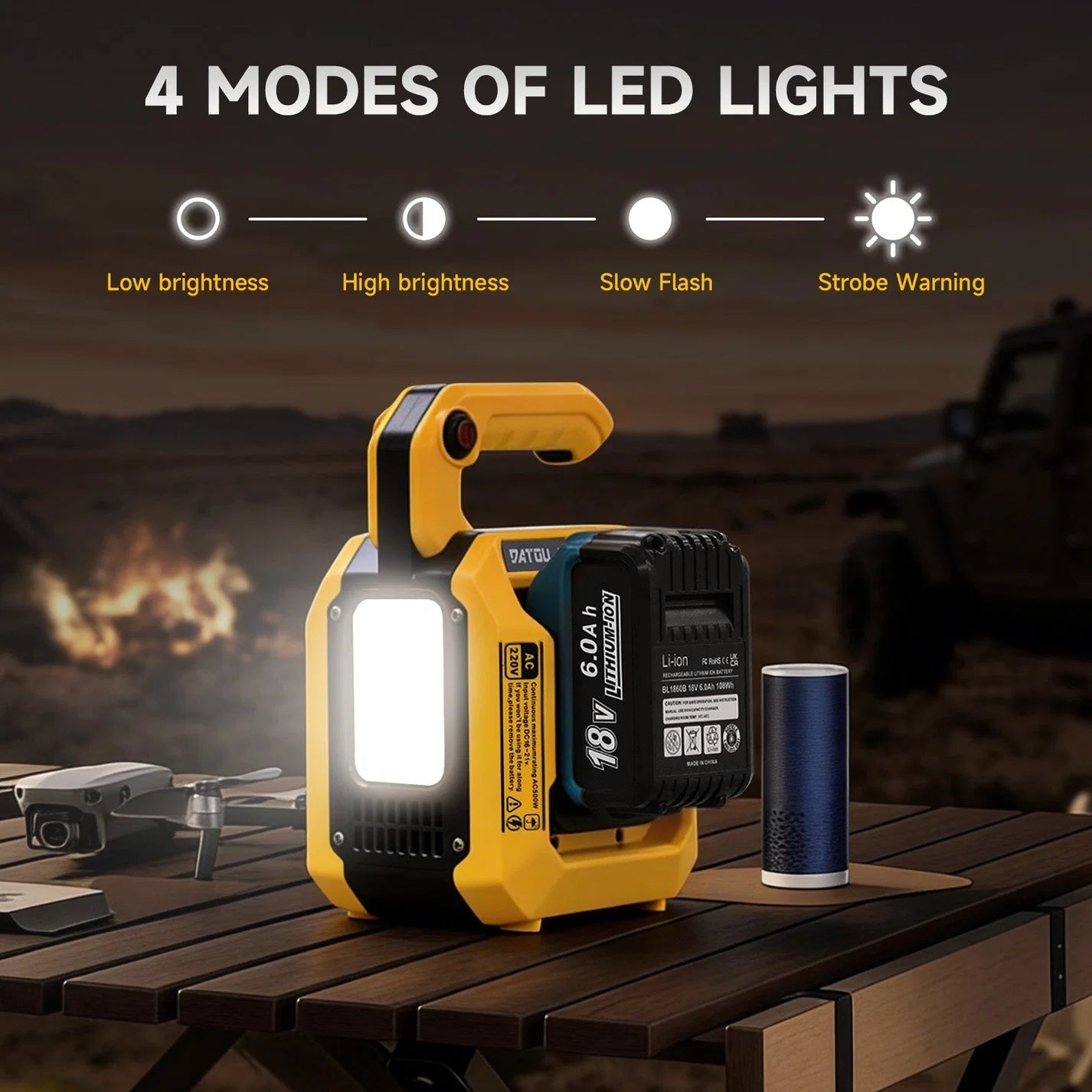 DATOUBOSS 500W Portable Mul-Function Inverter, Mul AC/DC outputs, dual battery slots, 500lm LED. - Xdatou | Rechargeable Lifepo4 Batteries Voltage Converters Inverter