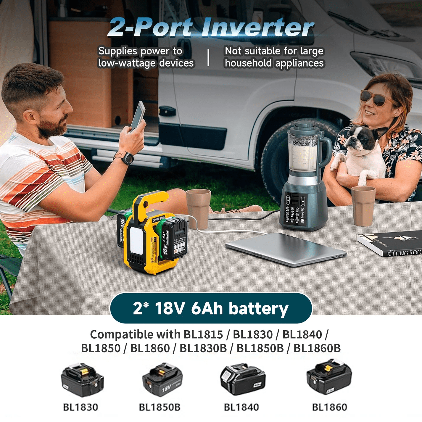 DATOUBOSS 500W Portable Power, Dual Battery Slots, 8–15H Runtime, Compatible with DeWalt & Milwaukee Batteries, Supports 10,000mAh+ Lithium Batteries, Dual 18W USB-C, USB Output, Universal AC Outlet, 500lm LED Floodlight for Camping & Backup Power - Xdatou | Rechargeable Lifepo4 Batteries Voltage Converters Inverter