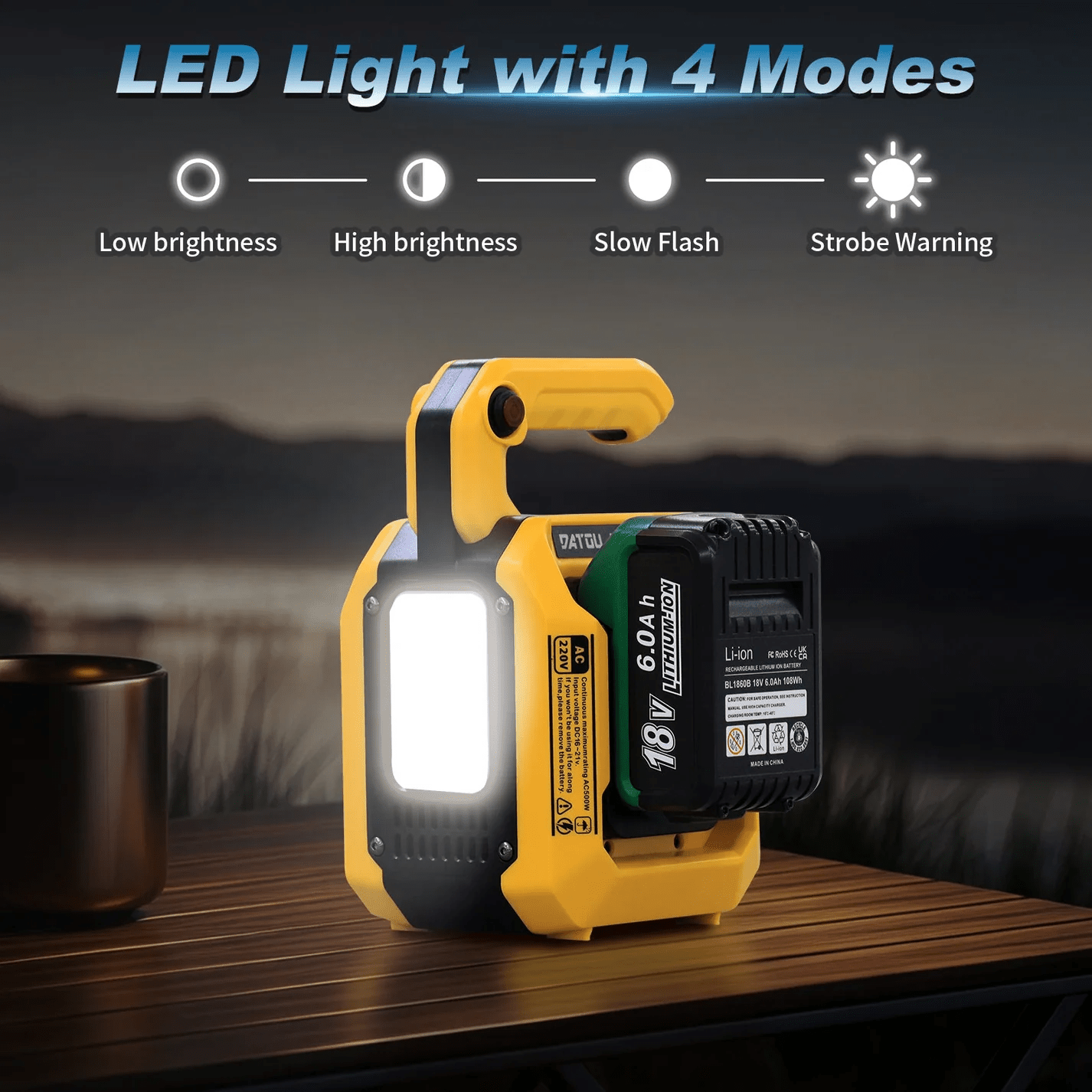 DATOUBOSS 500W Portable Power, Dual Battery Slots, 8–15H Runtime, Compatible with DeWalt & Milwaukee Batteries, Supports 10,000mAh+ Lithium Batteries, Dual 18W USB-C, USB Output, Universal AC Outlet, 500lm LED Floodlight for Camping & Backup Power - Xdatou | Rechargeable Lifepo4 Batteries Voltage Converters Inverter