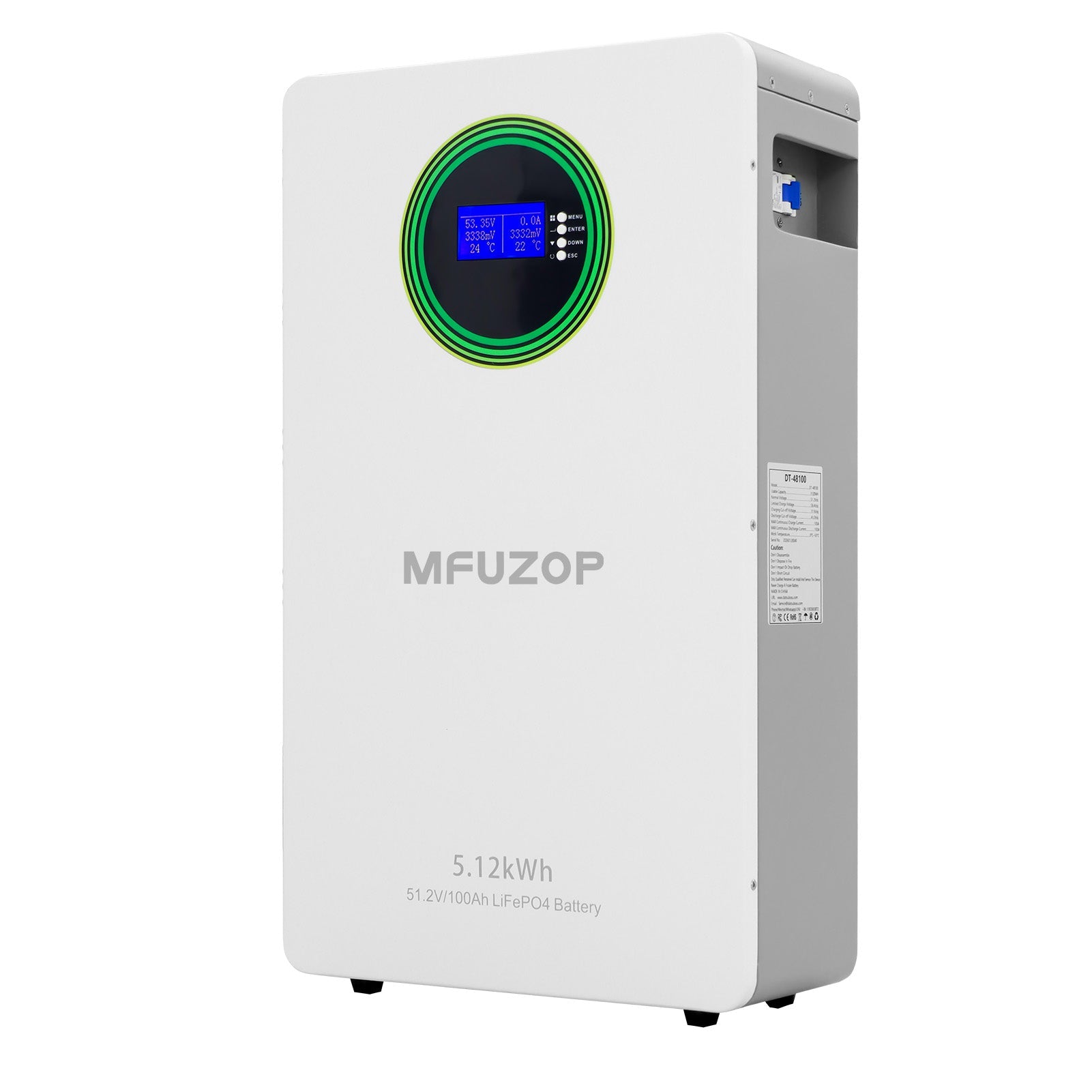 DATOUBOSS 51.2V 100Ah LiFePO4 Wall-Mounted Battery with 5.12kWh capacity, 100A BMS. Suitable for Home Energy Storage Systems