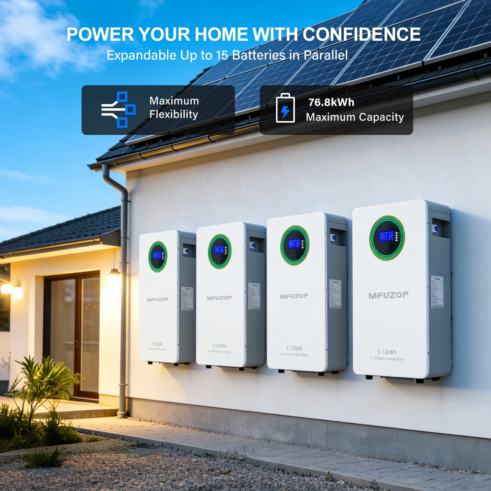 DATOUBOSS 51.2V 100Ah LiFePO4 Wall-Mounted Battery with 5.12kWh capacity, 100A BMS. Suitable for Home Energy Storage Systems
