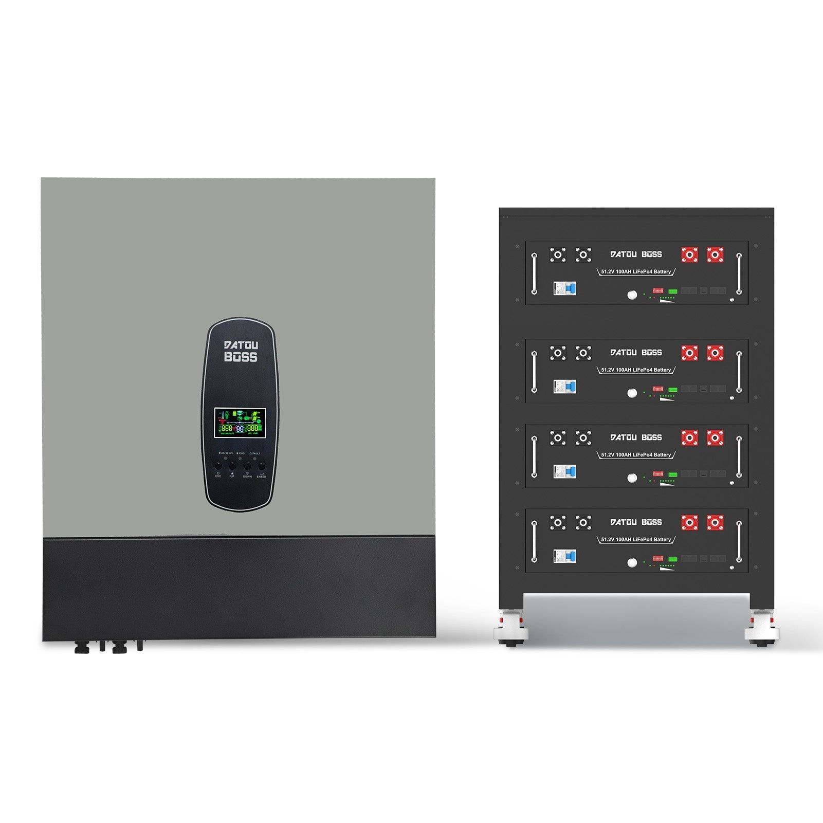 DATOUBOSS 11kW 48V Hybrid Inverter + 48v 100Ah LiFePO4 Rack Battery Kit, for Solar Energy Storage, Home Power Systems