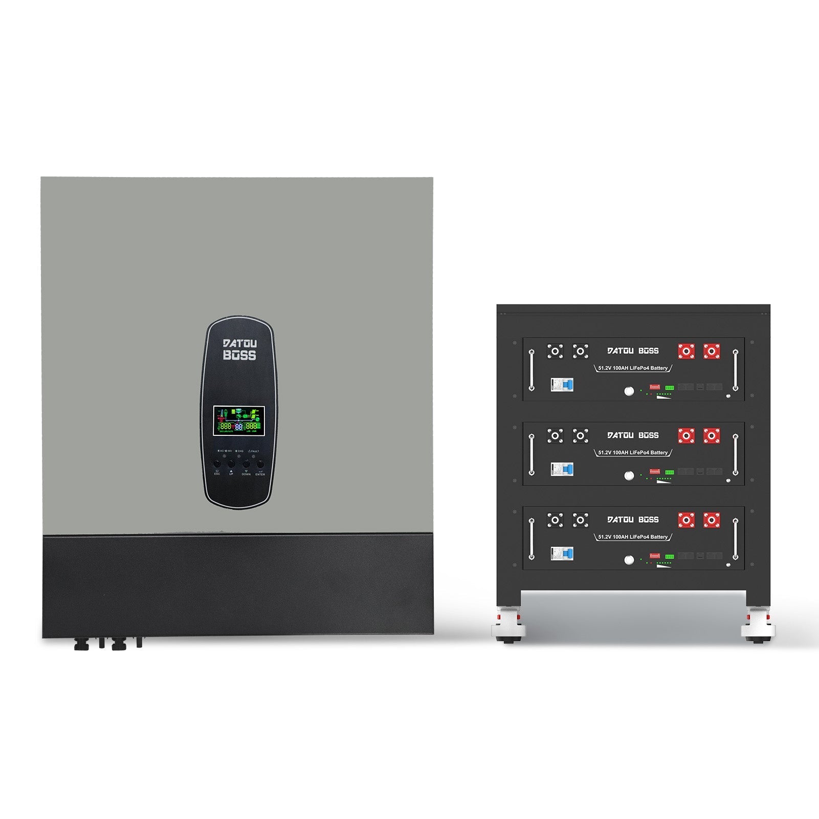 DATOUBOSS 11kW 48V Hybrid Inverter + 48v 100Ah LiFePO4 Rack Battery Kit, for Solar Energy Storage, Home Power Systems