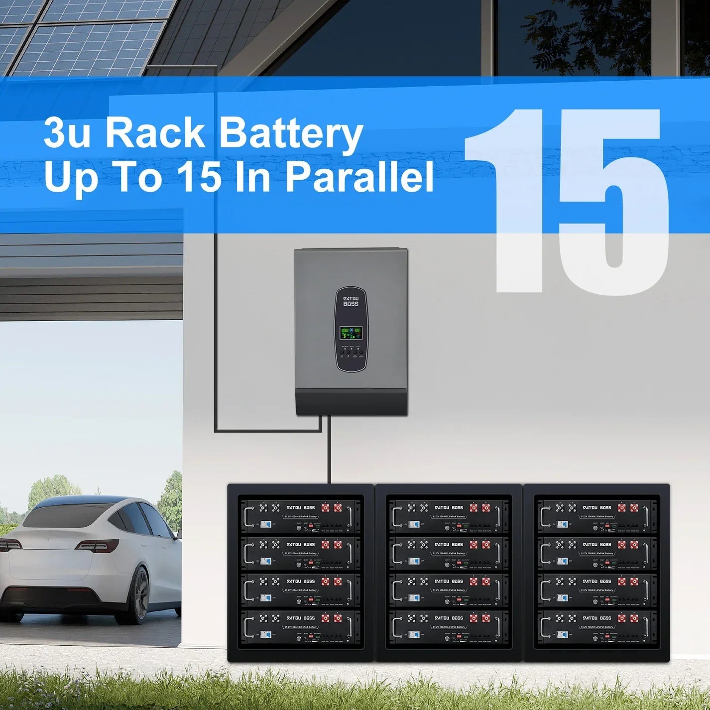 DATOUBOSS 11kW 48V Hybrid Inverter + 48v 100Ah LiFePO4 Rack Battery Kit, for Solar Energy Storage, Home Power Systems