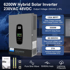 DATOUBOSS 6200W Solar Hybrid Inverter 48V to 230V, Pure Sine Wave, 120A MPPT, 8500W PV Input, Compatible with various battery
