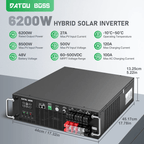 DATOUBOSS 6200W Pure Sine Wave Solar Hybrid Inverter, 48VDC to 230VAC, 120A MPPT, 8500W PV Input, 3U Rack Mount, Built-in UPS Function, Battery-Free Operation, 27A PV Input, BMS Communication, Anti-Backflow Protection, Off-Grid & Grid-Connected Compatible - Xdatou | Rechargeable Lifepo4 Batteries Voltage Converters Inverter