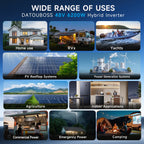 DATOUBOSS 6200W solar hybrid inverter with 120A MPPT, 48VDC to 230VAC, 8500W PV input, BMS protection, for Off-grid System