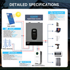 DATOUBOSS 6200W solar hybrid inverter with 120A MPPT, 48VDC to 230VAC, 8500W PV input, BMS protection, for Off-grid System