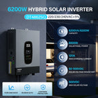 DATOUBOSS 6200W solar hybrid inverter with 120A MPPT, 48VDC to 230VAC, 8500W PV input, BMS protection, for Off-grid System